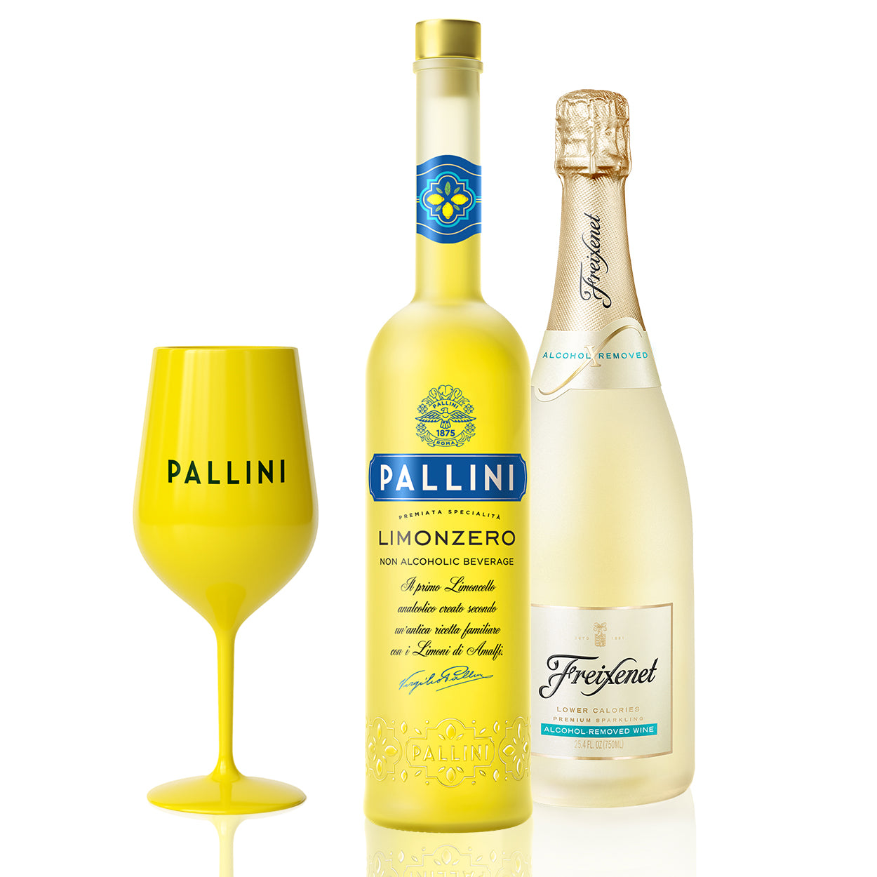 Pallini Zero Spritz Bundle: Limonzero + Non Alc Sparkling Wine + Spritz Glass